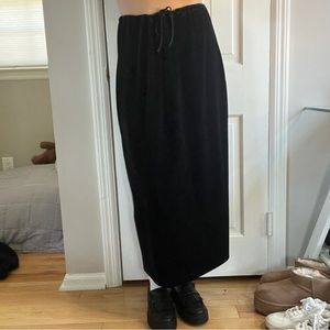 Vintage Jones New York Petite Maxi skirt Black Velvet with Draw String Waist